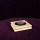 Square Italian Travertine Ashtray with Removable Metal Dish 1970
