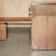 Mid-century modern right-angle desk in Brazilian wood.