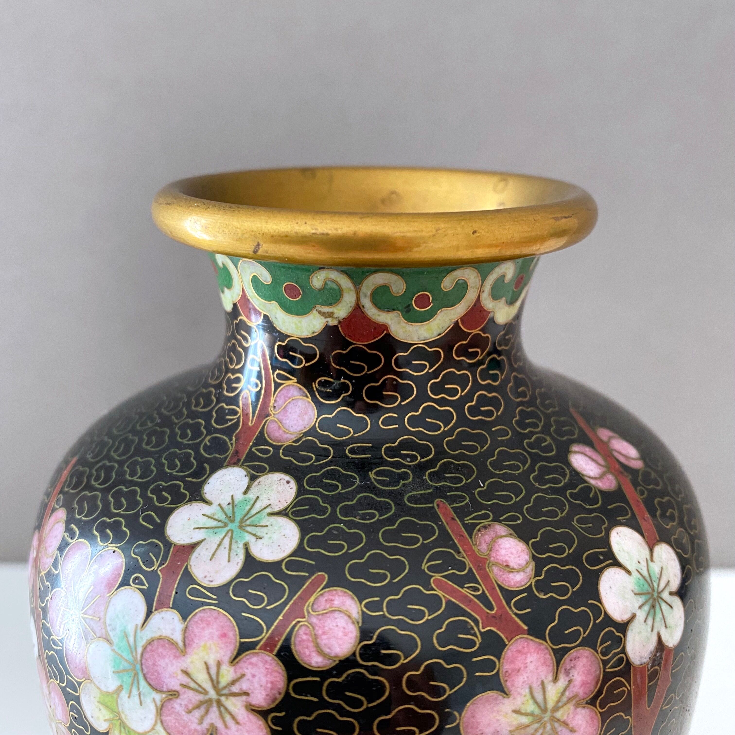Cloisonne vase, vintage enamel vase