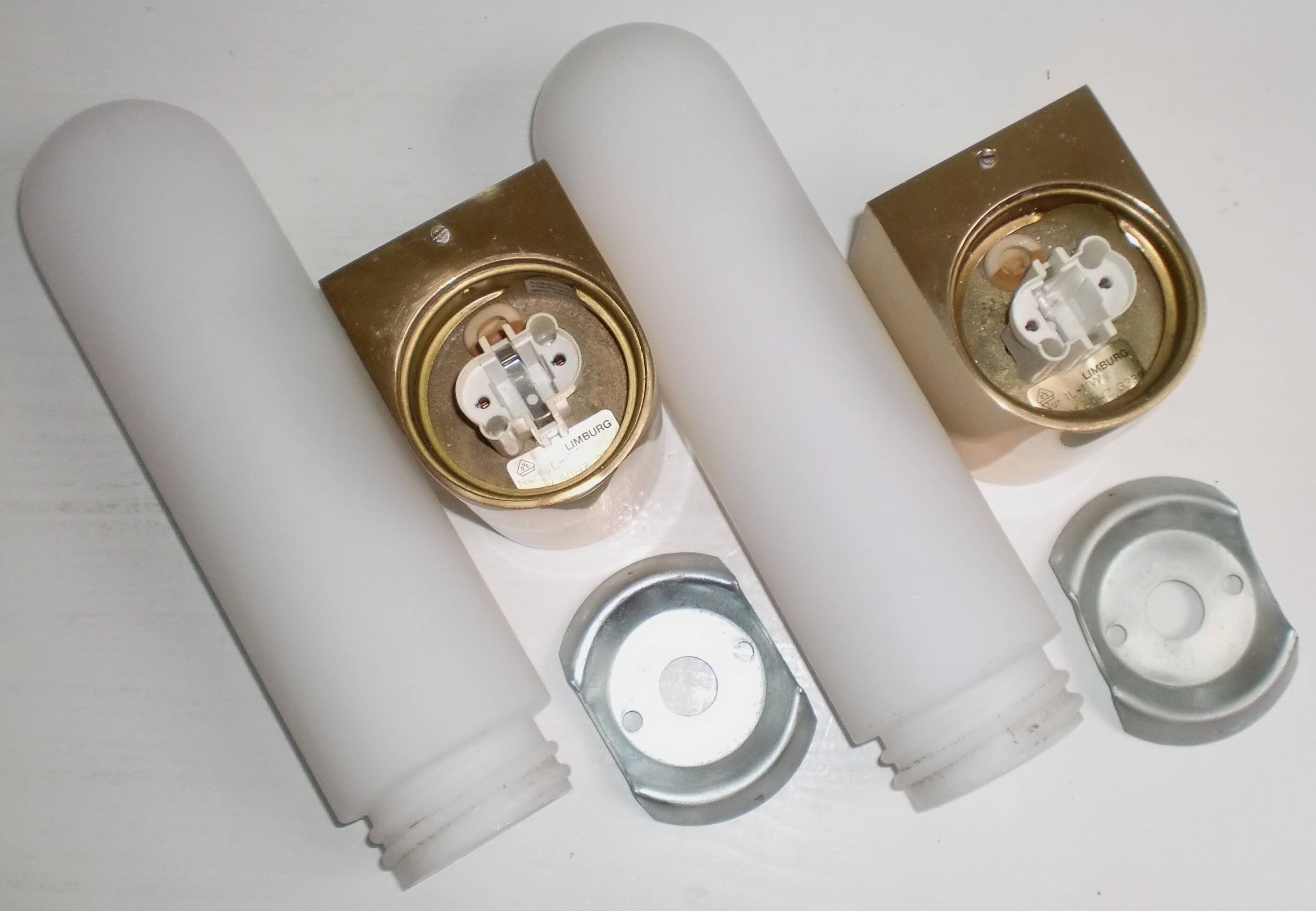 2 Limburg Glashütte Brass Wall Lamps Model 3339, MCM Mid-Century-Modern 70s