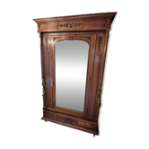 Armoire ancienne vitrée, en bois sculpté - 1 porte