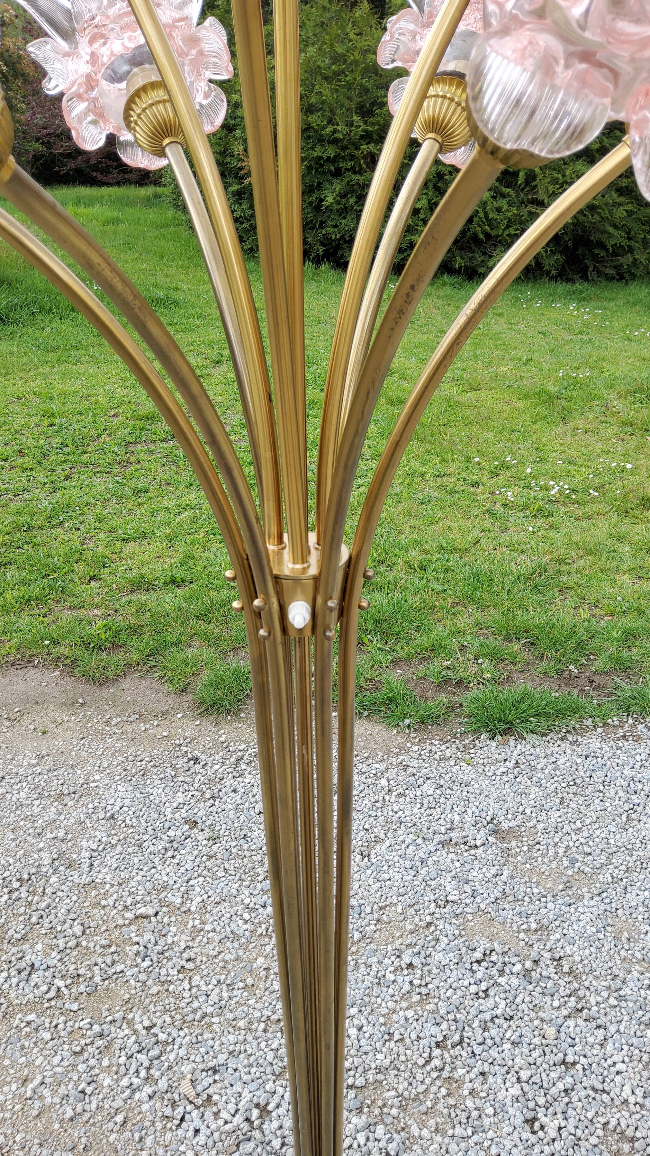 70s brass lamp and 10 tulip glass