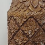 Carved wooden lamp base