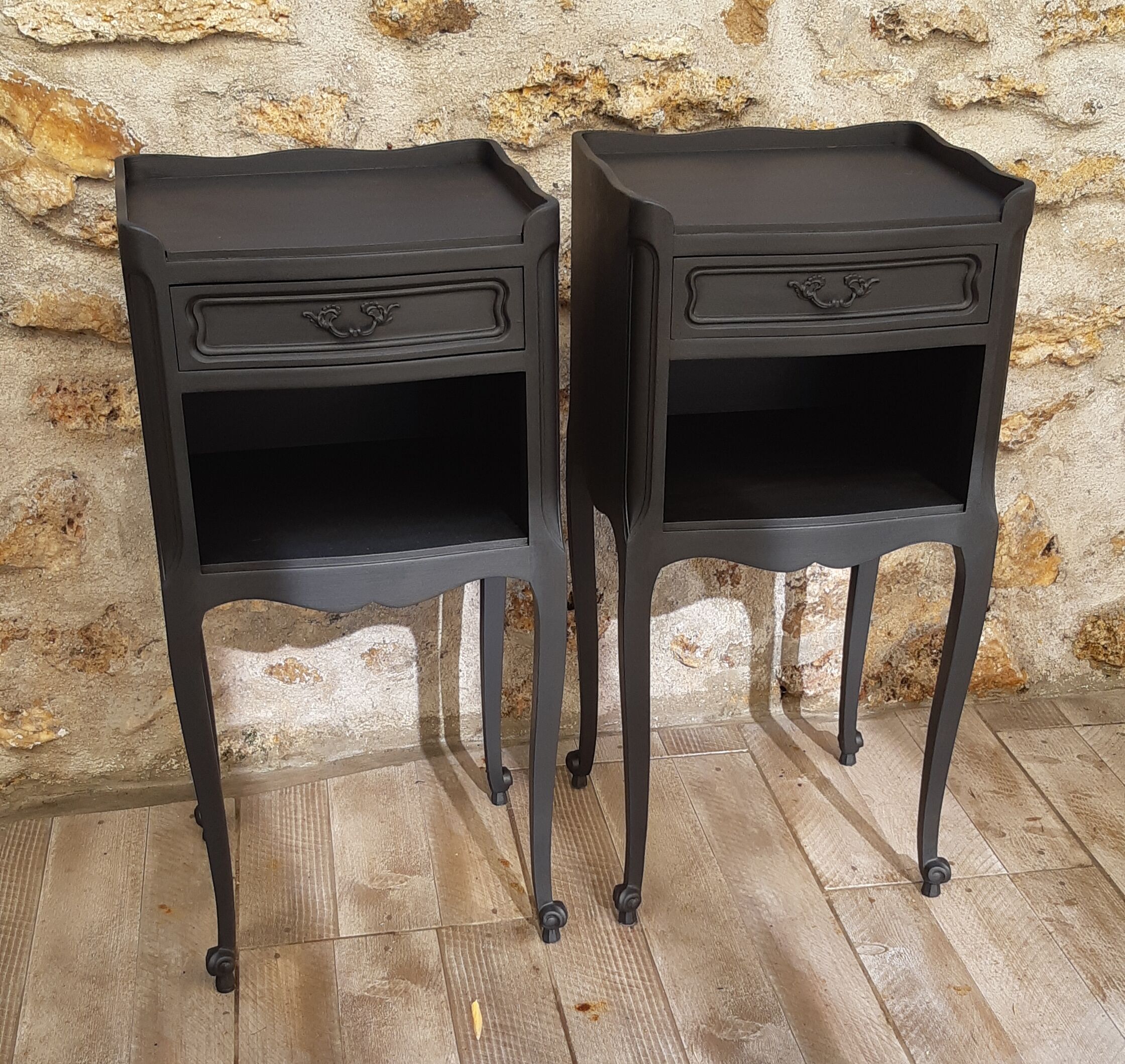 Pair of black bedsides