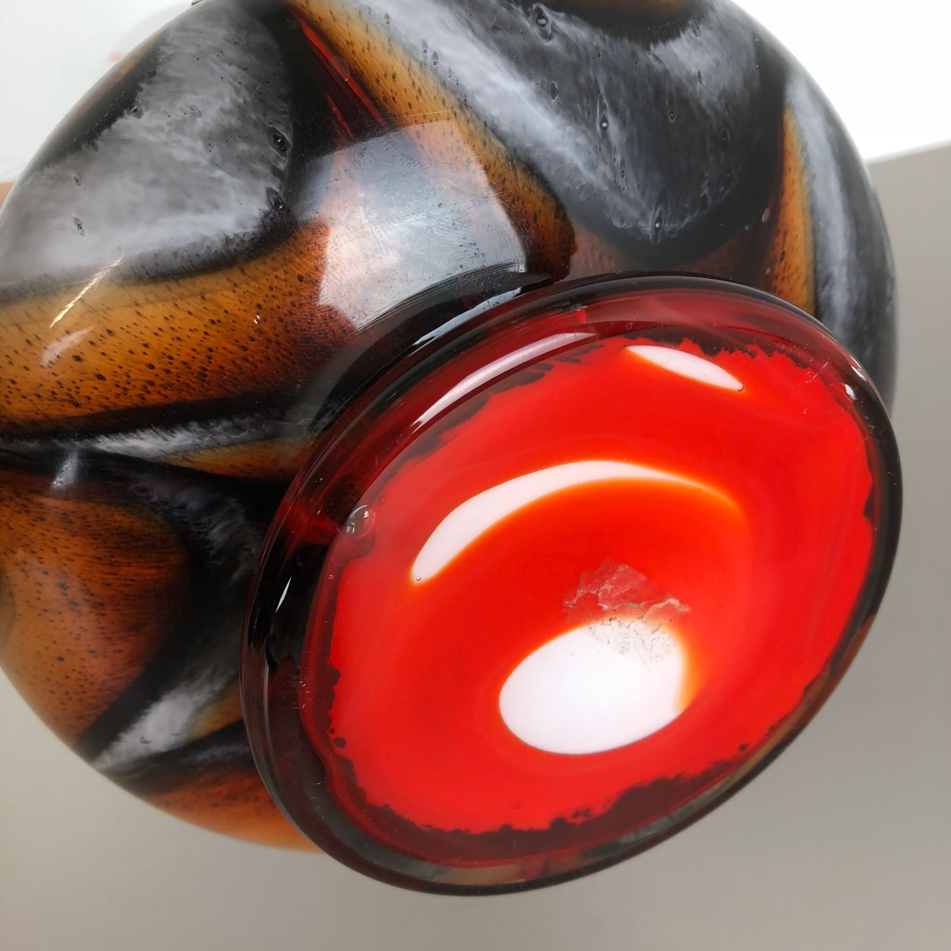 rare Extra Large Vintage Pop Art Opaline Florence glass Vase Design, Italy