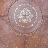 Moroccan vintage leather pouf