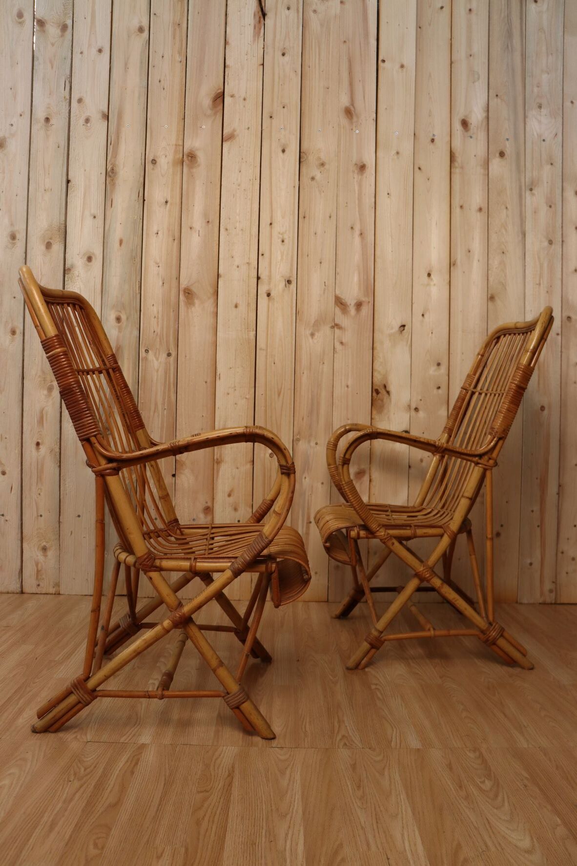 Pair Rattan Armchairs