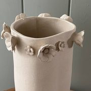 Stoneware vase with relief flowers