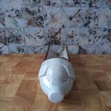 Pig sausage dish in beige and enamelled brown ceramic - aperitif - aperitif