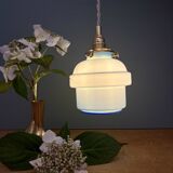 Vintage blue opaline globe pendant light