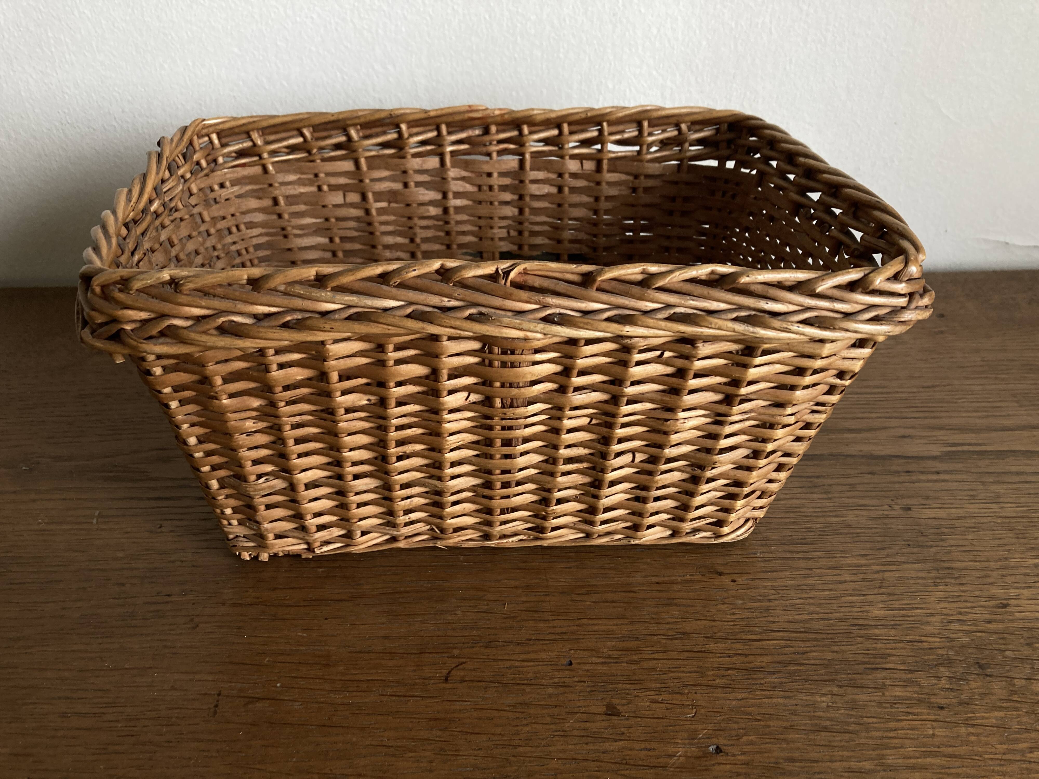 Antique rattan storage basket by basket makers XS