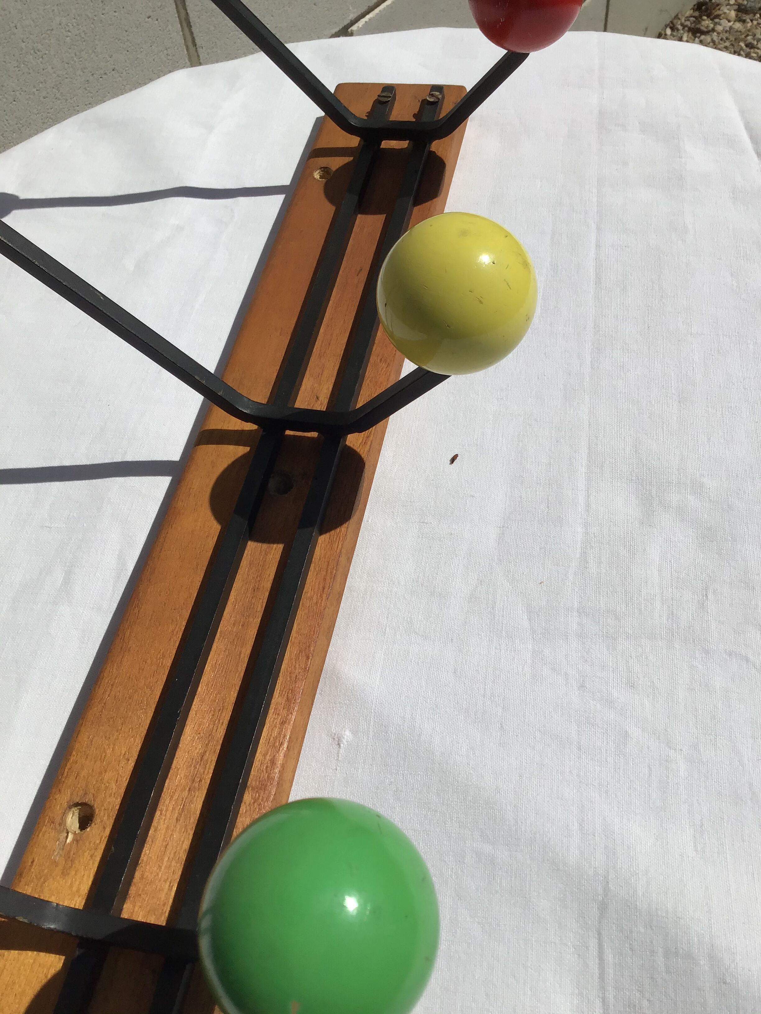 Black metal coat holder 6 colored wood balls