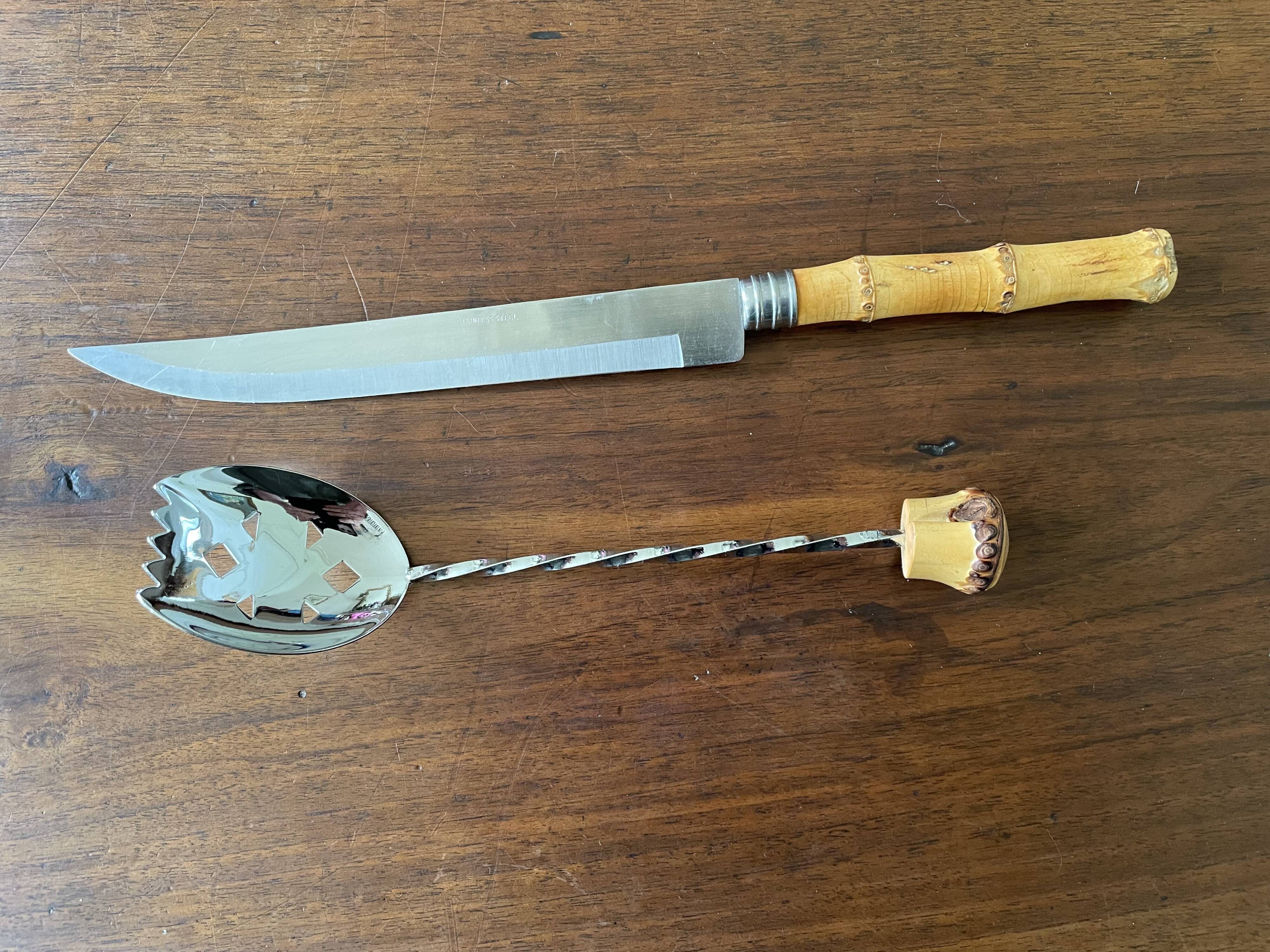 Vintage bamboo handle cutlery