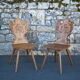 Set of 4 carved wooden stepladder chairs, pharmacy, brutalist, mountain style