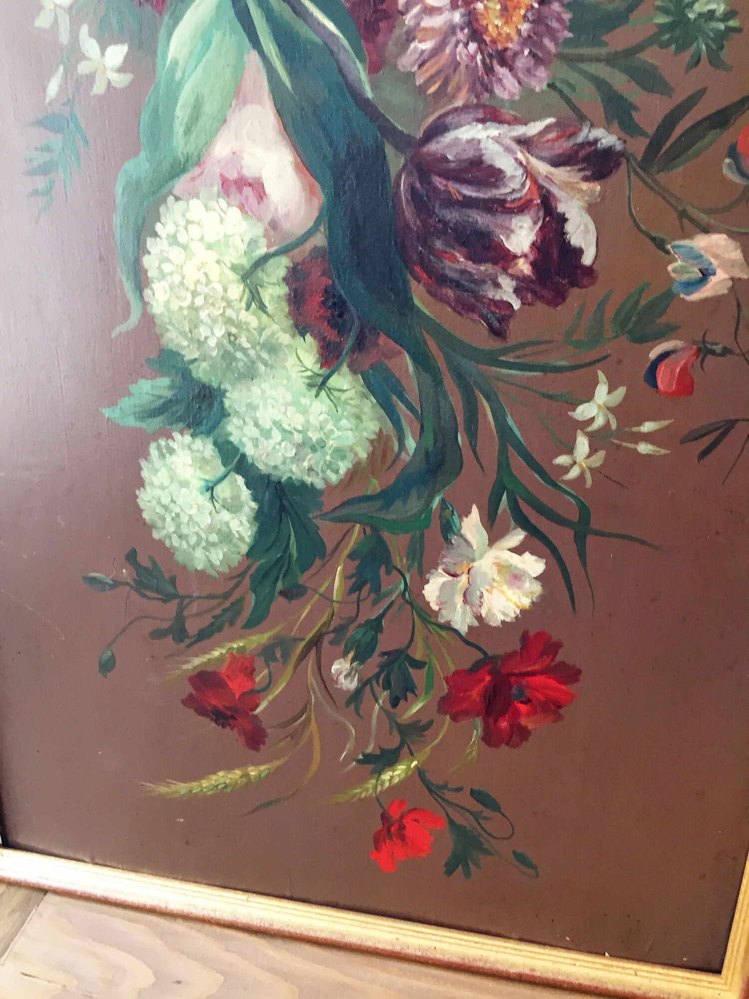 Peinture à l’huile sur bois XIXème format XXL