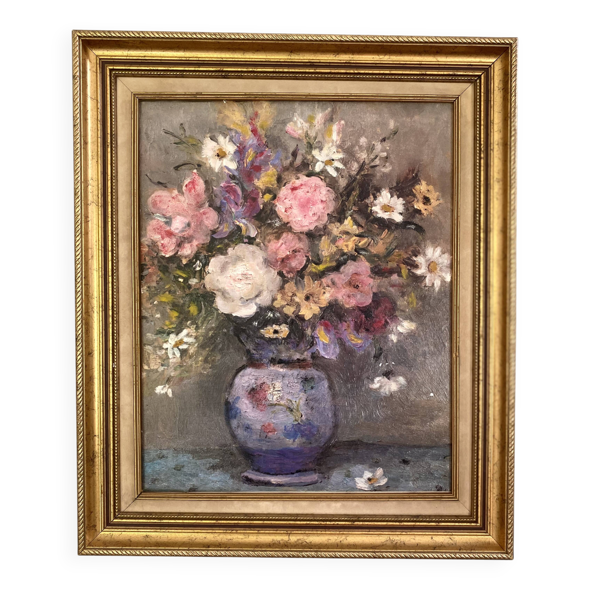 Nature Morte aux Fleurs – Huile sur Toile – Années 50/60
