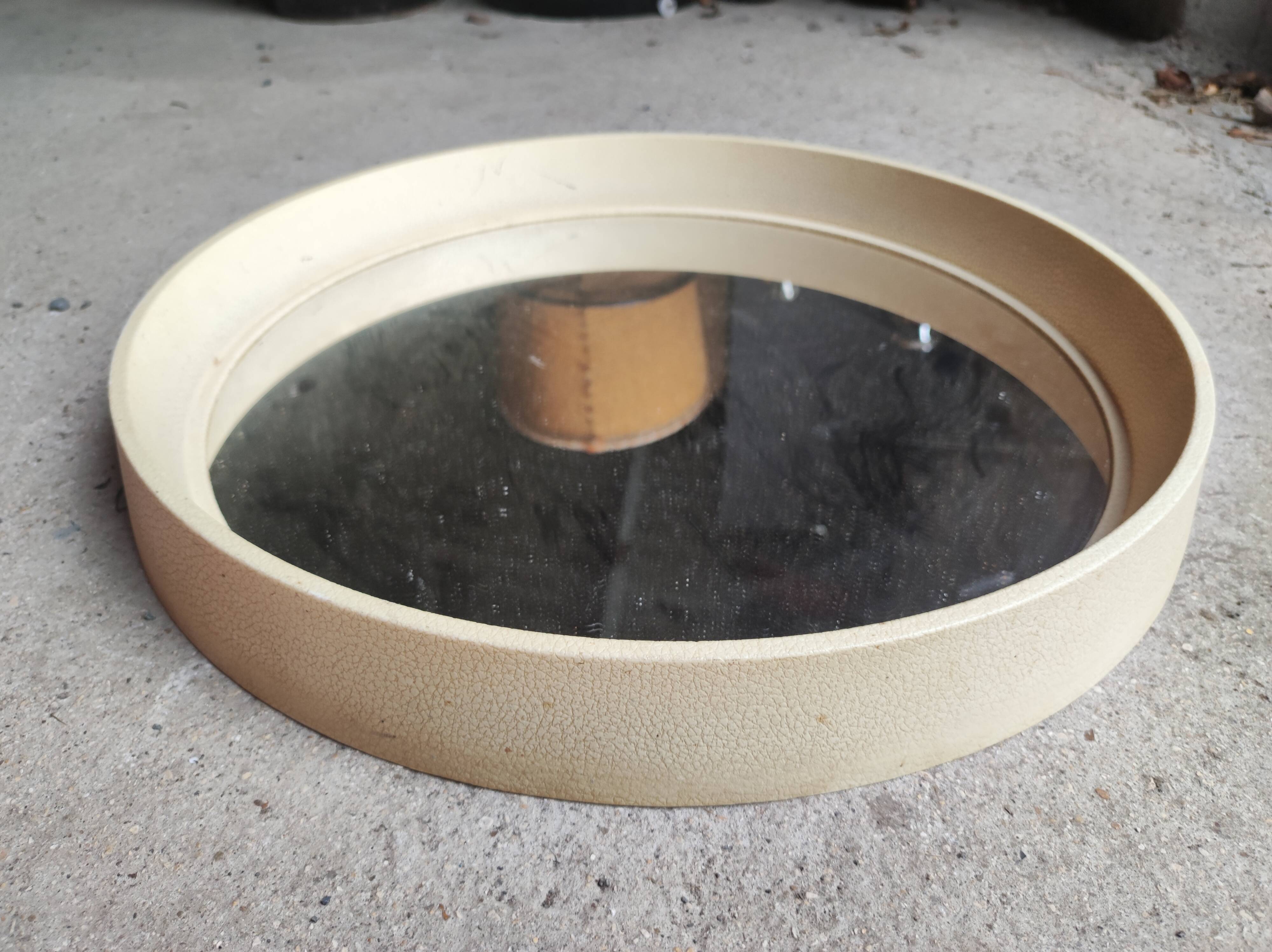 Vintage white round mirror 70 Lange Spiegel Germany