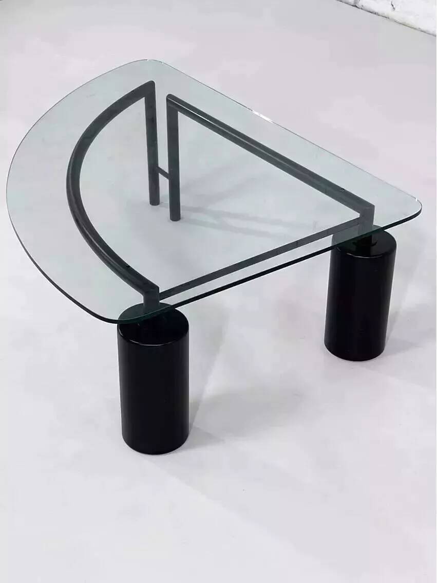 80s coffee table in metal and glass