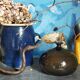 Soliflore baguier hand ceramic iridescent 50s