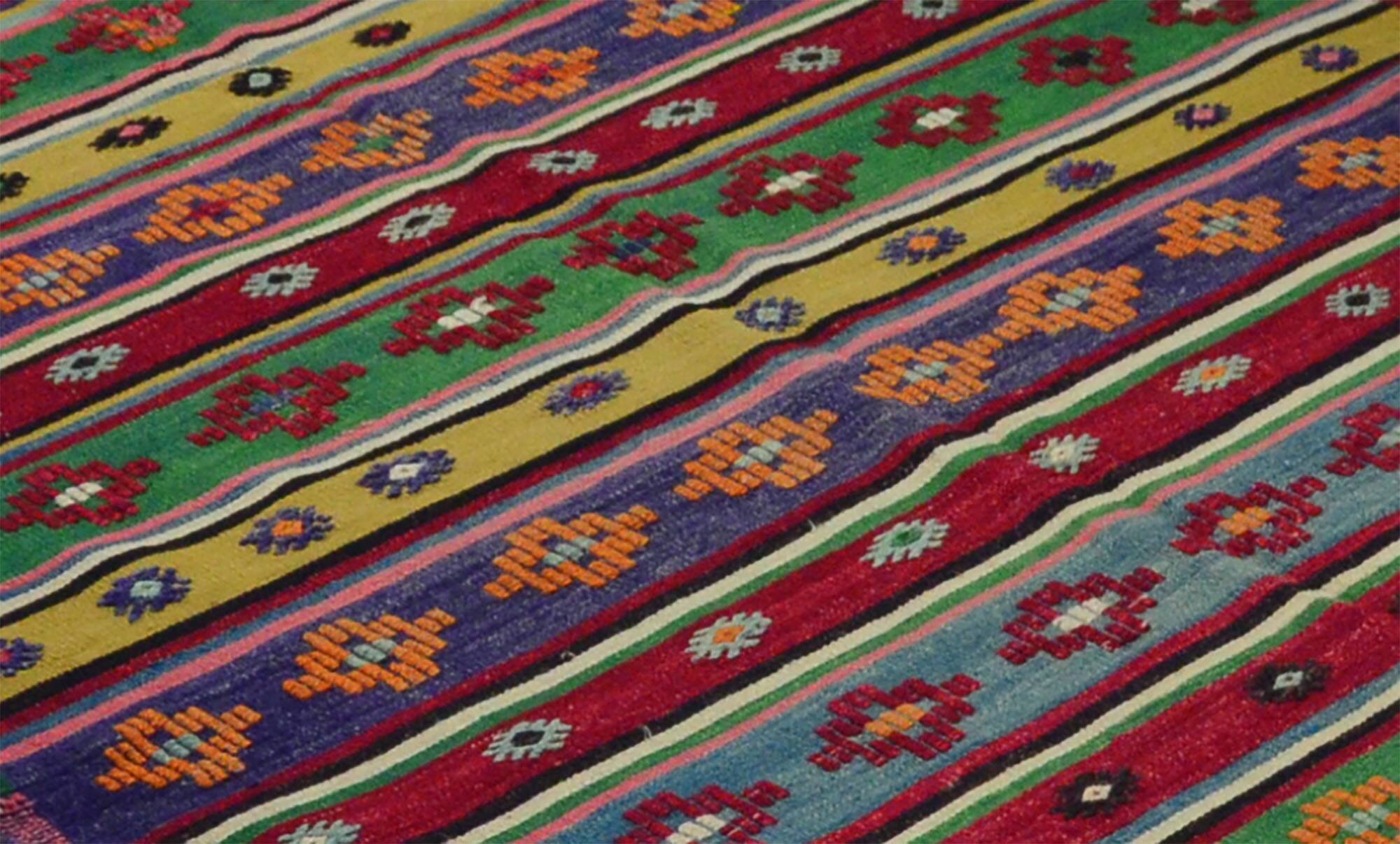 Kilim Oushak vintage multicoloured striped 250 x 163 cm