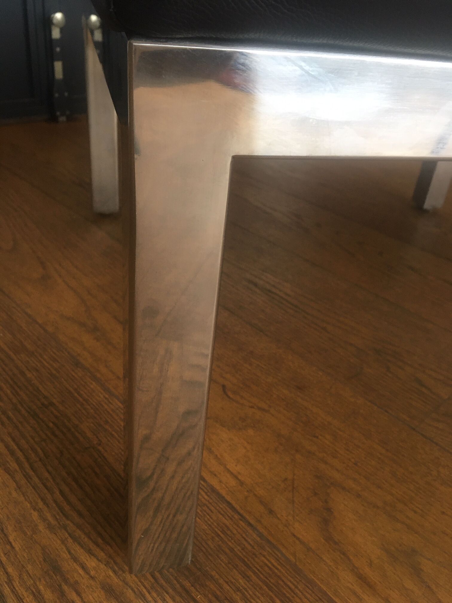 Metal and black heart pouf