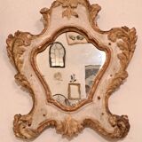 18th century Venetian mirror in painted and gilded wood