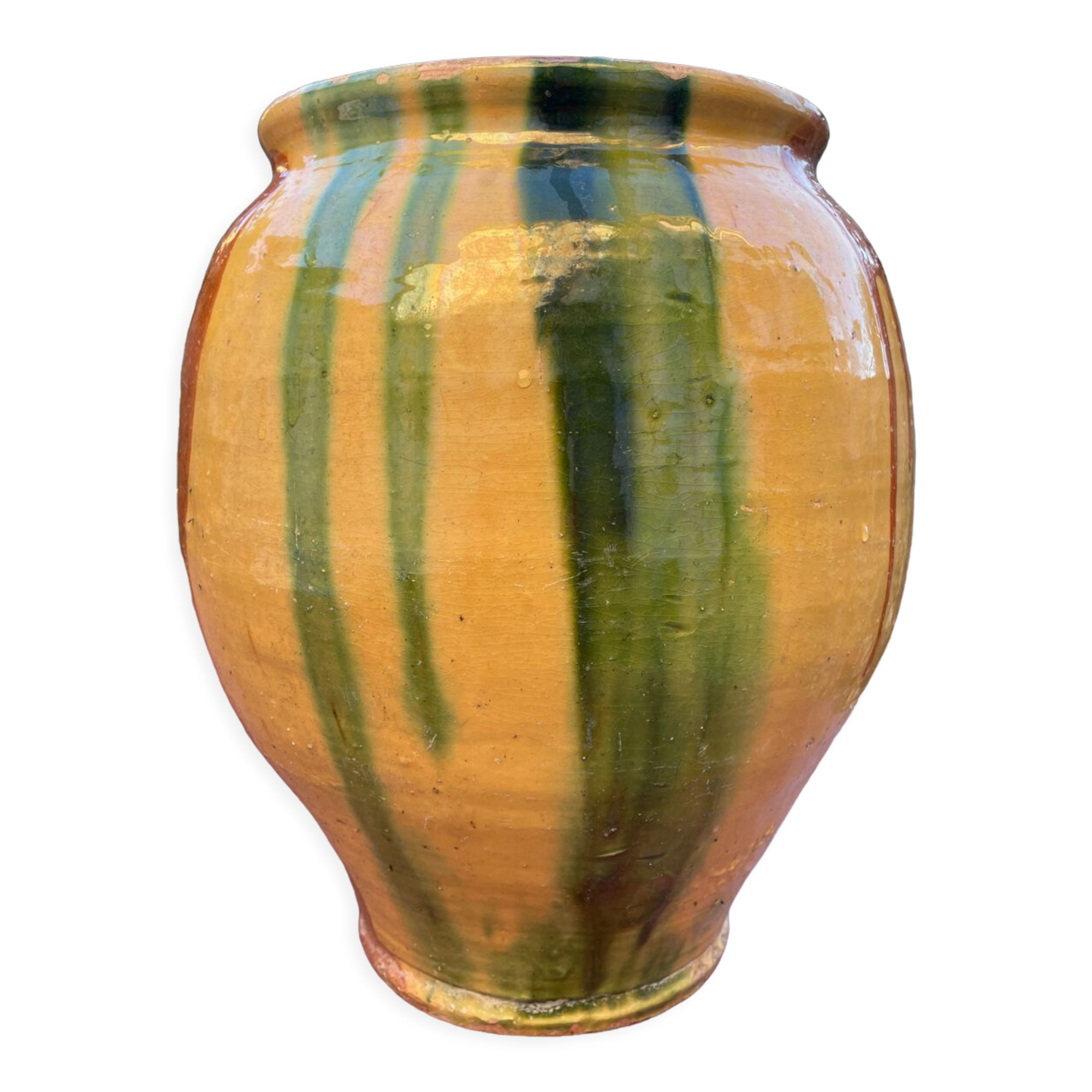 Old glazed terracotta jar