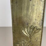 Hollywood Regency Solid 7.5kg Brass Brutalist Floral Umbrella Stand, Italy 1970s