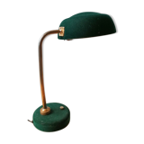 Bottle green velvet lay lamp, brass foot, 1960
