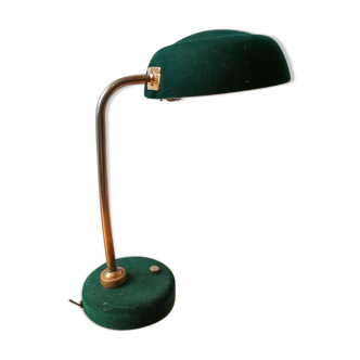 Bottle green velvet lay lamp, brass foot, 1960