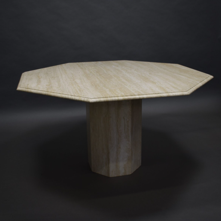 Dining Room Table in Marble and Travertine, Italy, 1970s
