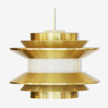 Pendant light "Trava" in golden aluminium by Carl Thore for Granhaga Metallindustri, Sweden 1970