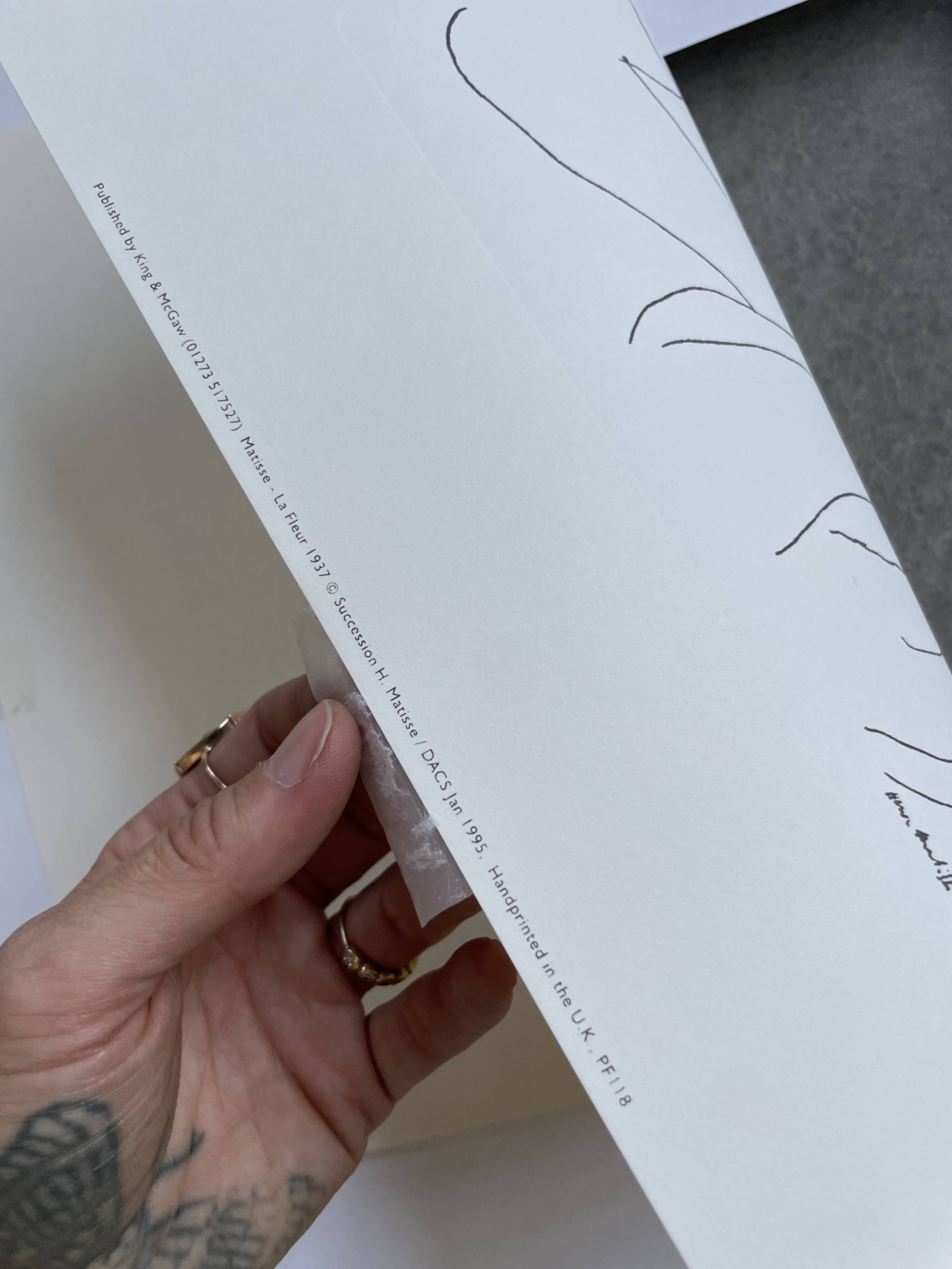 Henri Matisse vellum screenprint framed by King McGraw