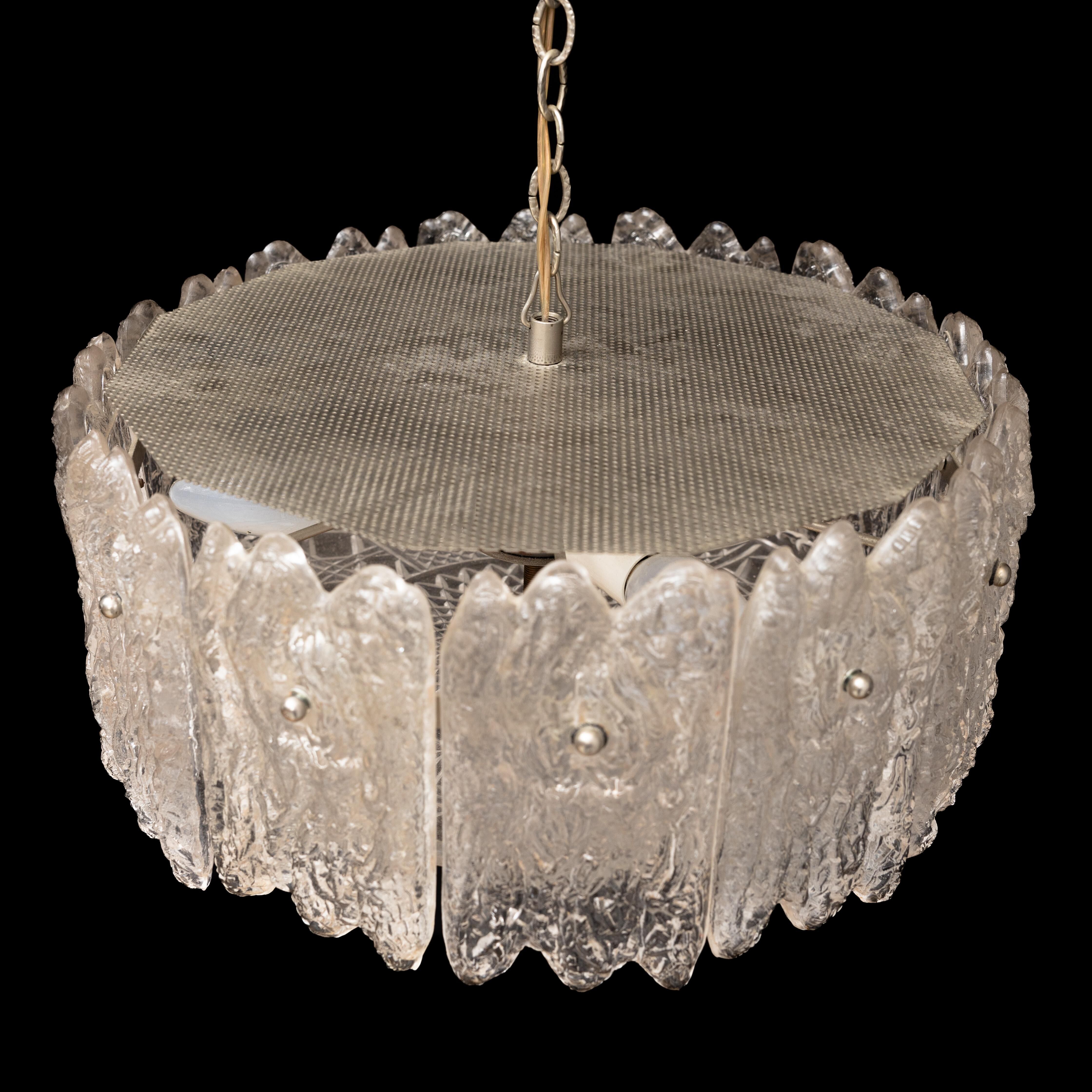 Carl Fagerlund Crystal Pendant Sculpted in Ice For Orrefors, Sweden 1960