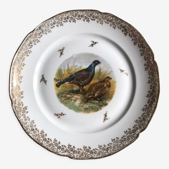 Assiette motif gibier porcelaine de Limoges