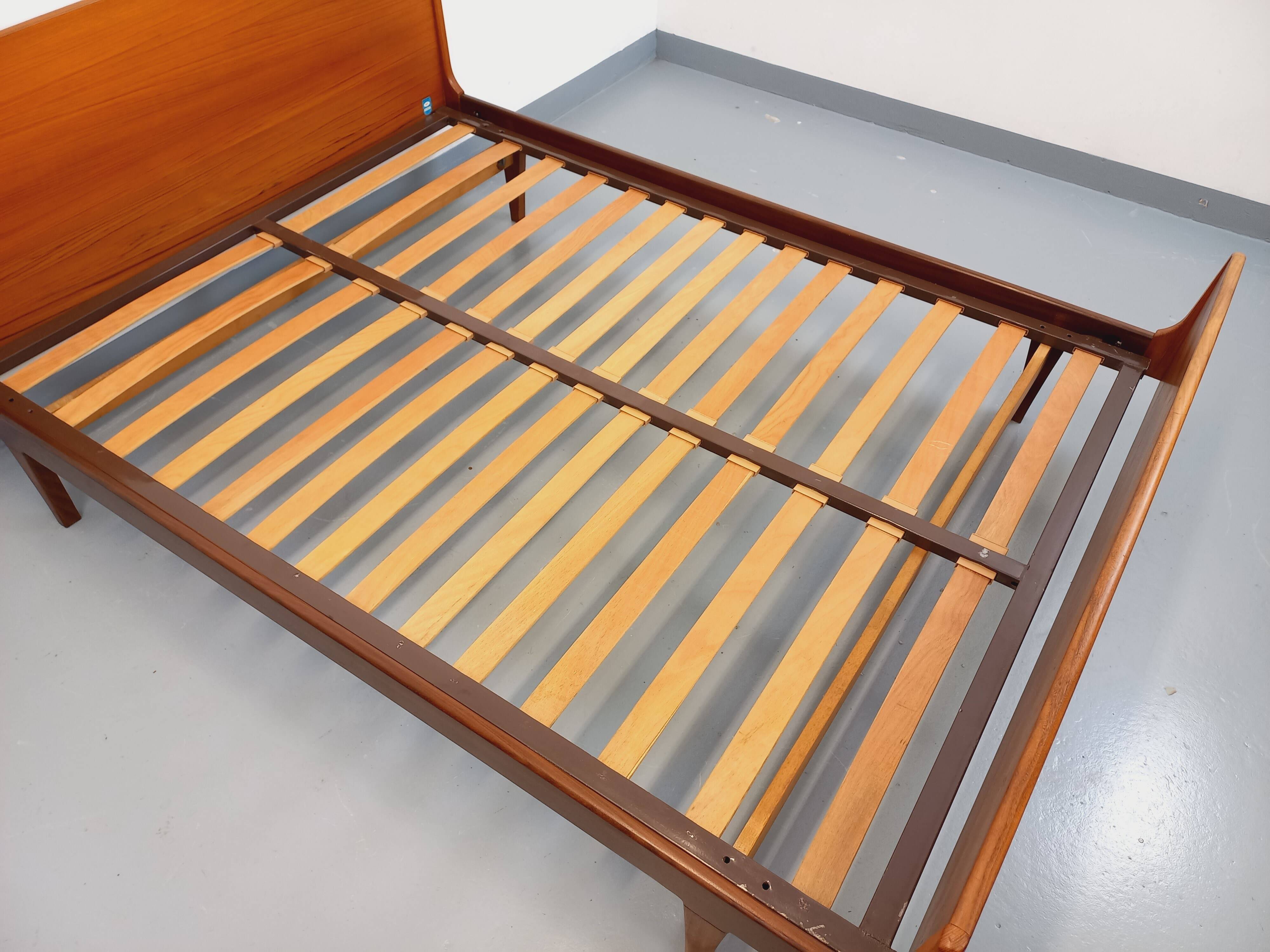 Carlström & Co vintage Scandinavian teak double bed from the 1960s