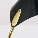 1950s Cosack Cobra black desk or table lamp in brass, mid-century, Stilnovo style.