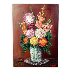 Nature morte 'Glaïeuls - huile toile