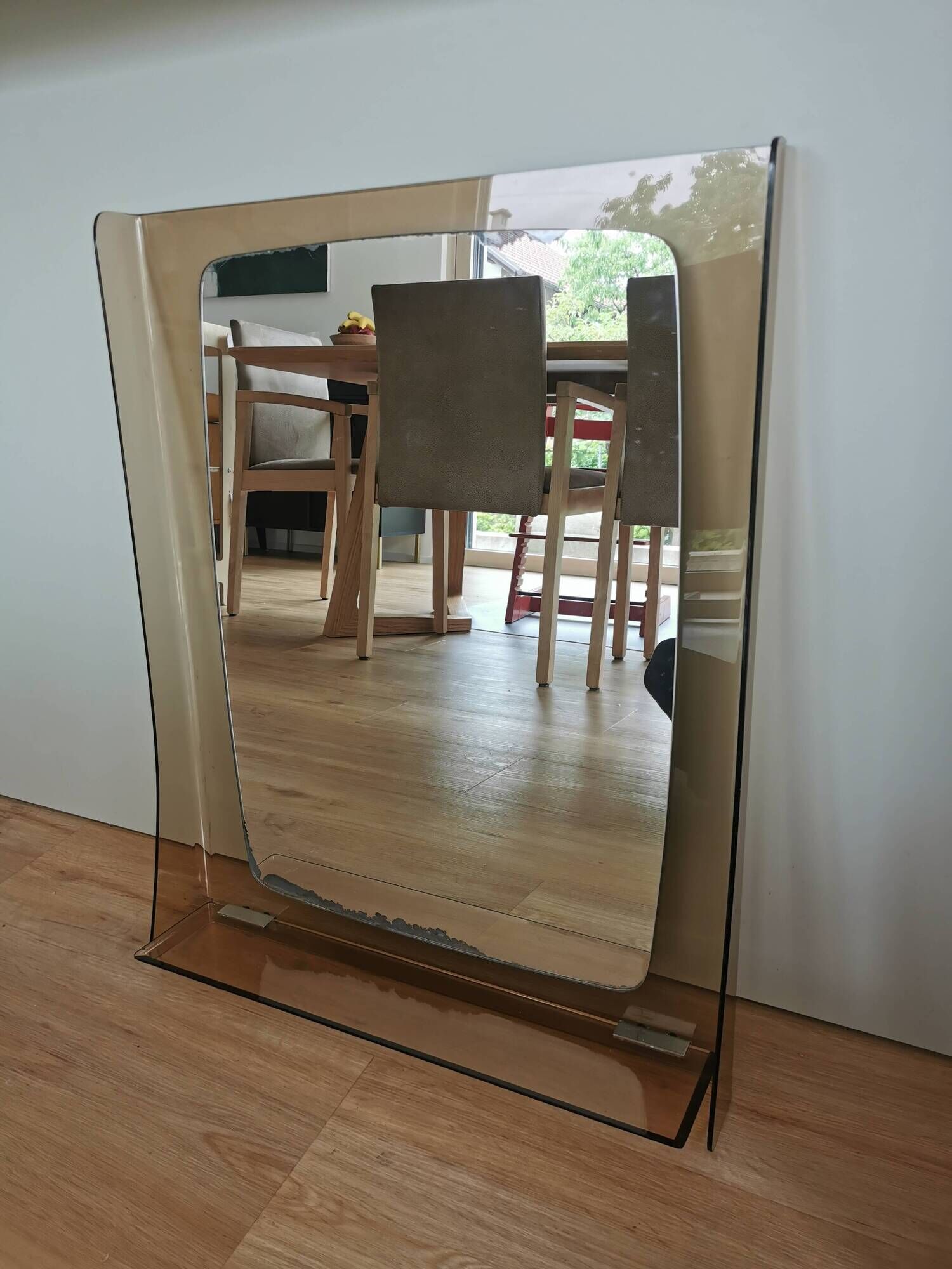 Vintage Wall Mirror with Shelf: 1970s Hollywood Regency Decor