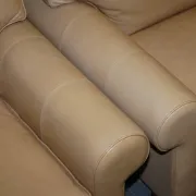 Brown Leather Latte Armchairs by Multi York England, Set of 2