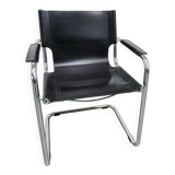 Bauhaus 1970s cantilever armchair in black leather