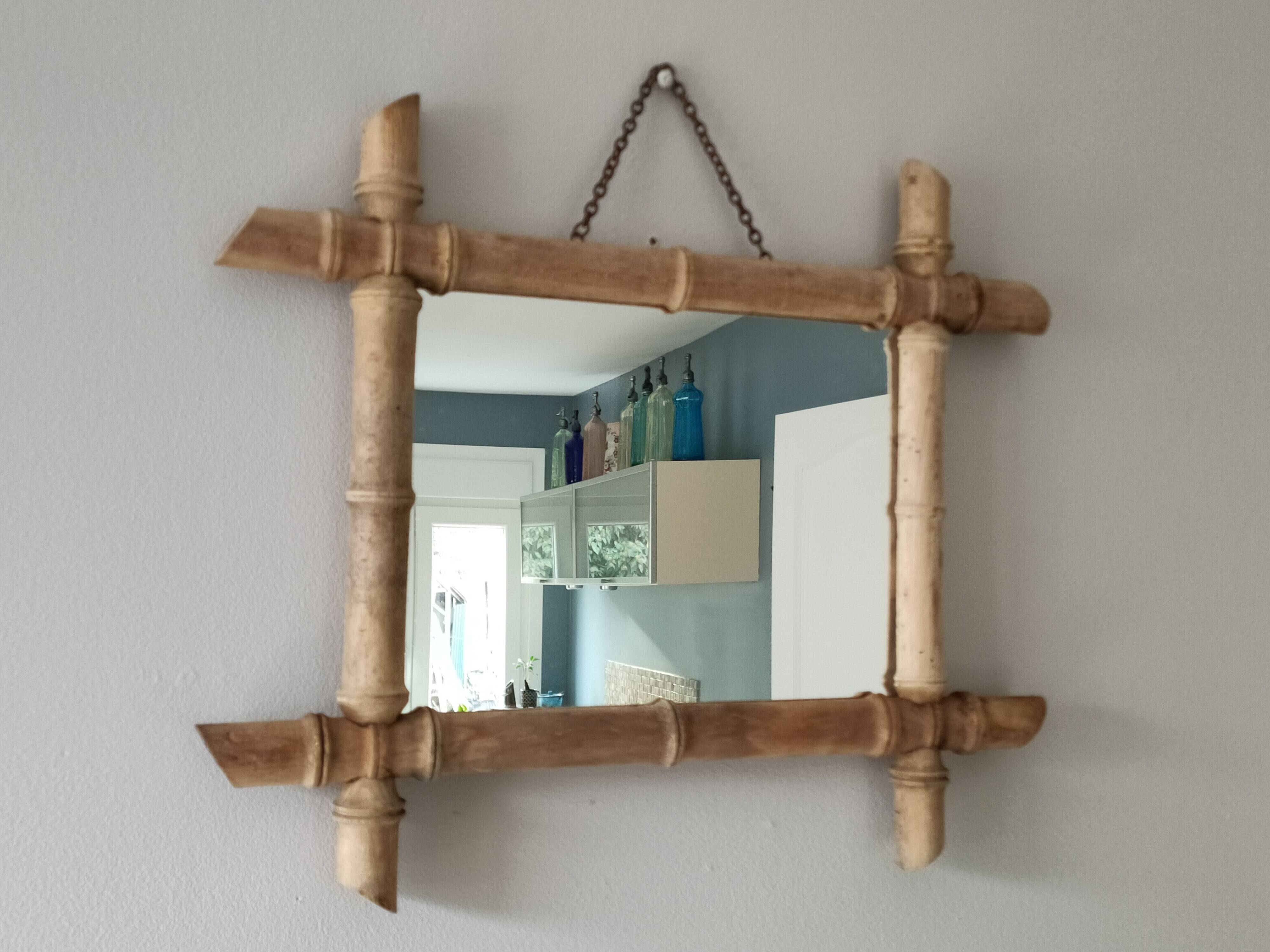 Antique mirror with faux bamboo