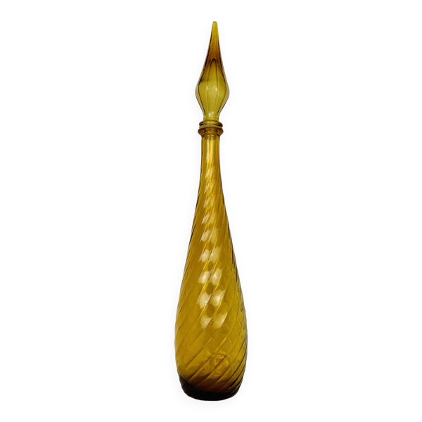 Carafe Empoli bouteille italienne verre jaune, vintage