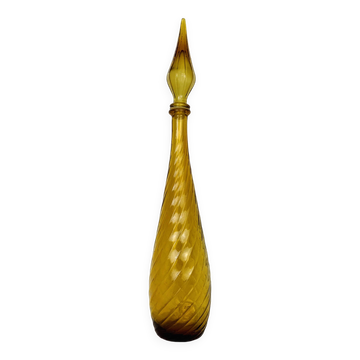 Carafe Empoli bouteille italienne verre jaune, vintage