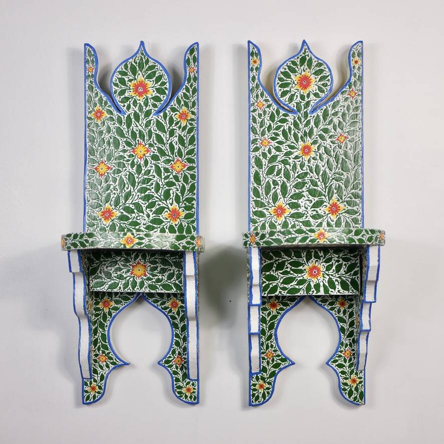 Pair of hand-painted Tunisian bedside tables or shelves