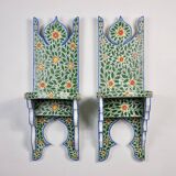 Pair of hand-painted Tunisian bedside tables or shelves
