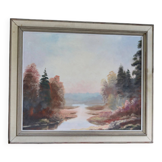 Original Swedish Modernist Oil on Canvas  Vintage & Framed