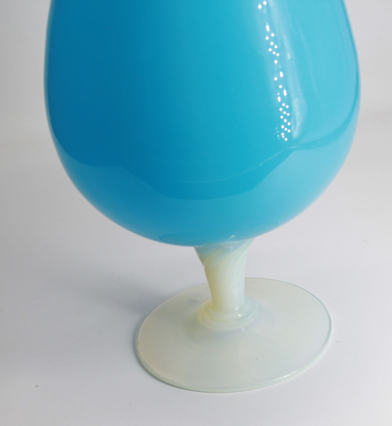 Large blue and white opaline vase