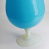 Large blue and white opaline vase