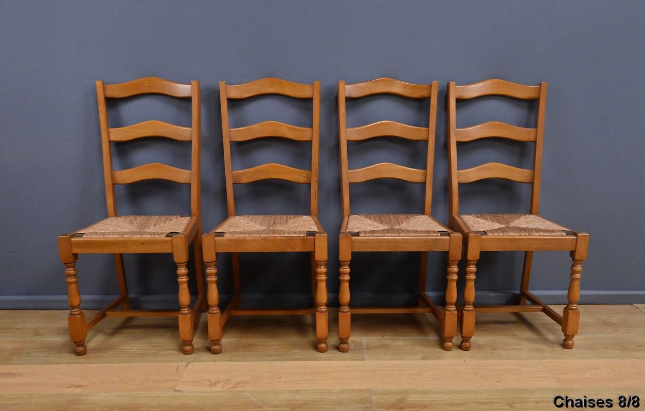 Set of 8 beech chairs – 1980